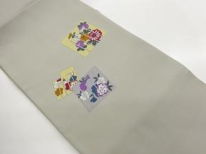 塩瀬　源氏香に菊・梅・桜模様名古屋帯